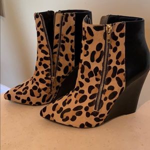 Steve Madden leopard wedge booties